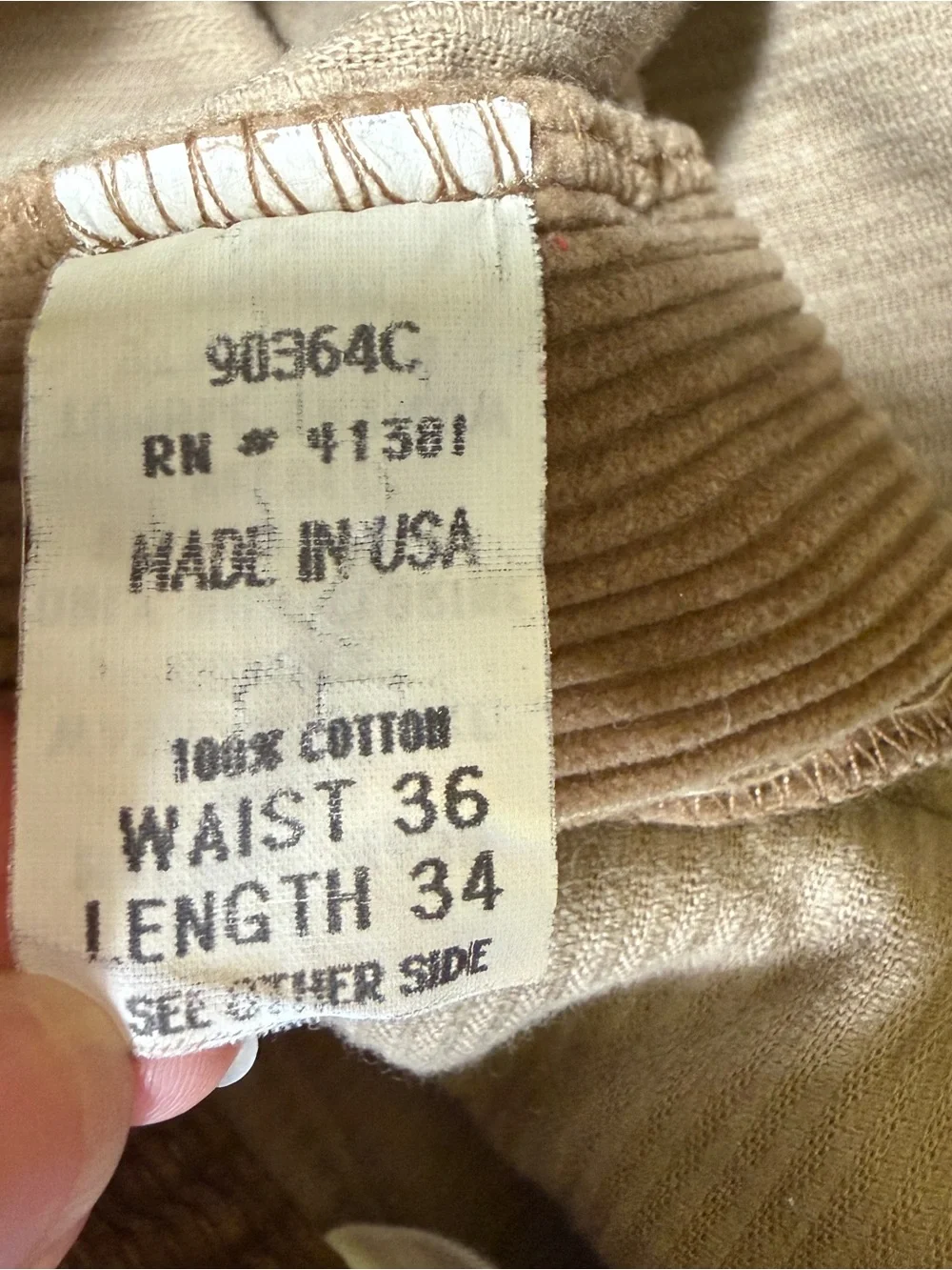 Vintage Polo Ralph Lauren Corduroy Pants Men’s 36x34 Tan Brown Made in USA